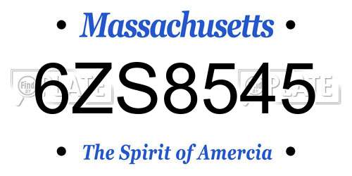6ZS8545 Massachusetts License Plate