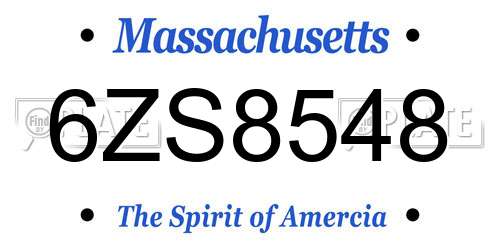 6ZS8548 Massachusetts License Plate