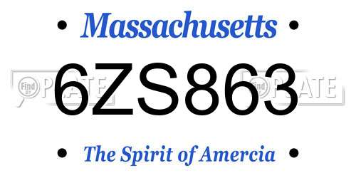 6ZS863 Massachusetts License Plate