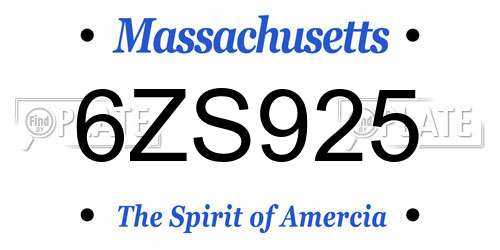6ZS925 Massachusetts License Plate