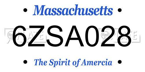 6ZSA028 Massachusetts License Plate