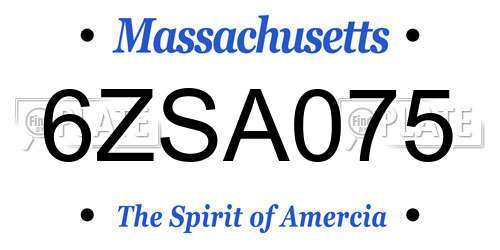 6ZSA075 Massachusetts License Plate