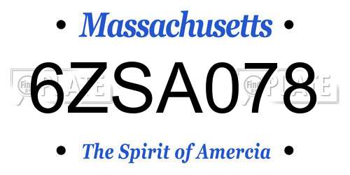 6ZSA078 Massachusetts License Plate