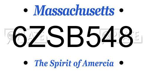 6ZSB548 Massachusetts License Plate