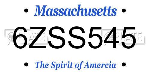 6ZSS545 Massachusetts License Plate