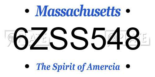 6ZSS548 Massachusetts License Plate