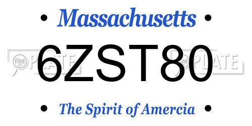 6ZST80 Massachusetts License Plate