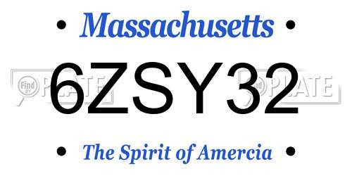 6ZSY32 Massachusetts License Plate