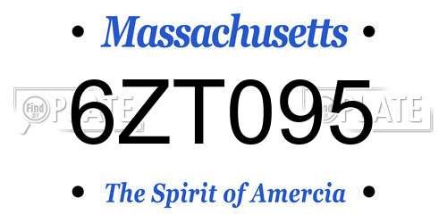 6ZT095 Massachusetts License Plate