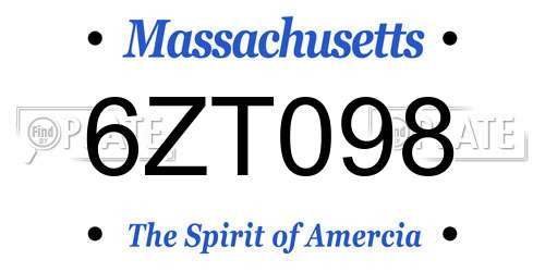 6ZT098 Massachusetts License Plate
