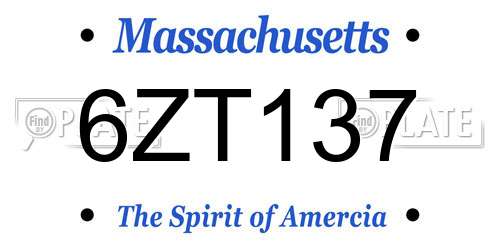 6ZT137 Massachusetts License Plate