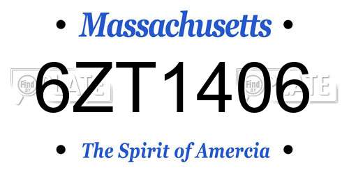 6ZT1406 Massachusetts License Plate