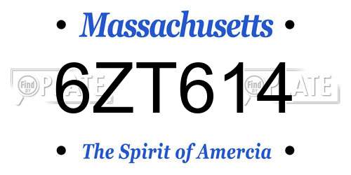 6ZT614 Massachusetts License Plate