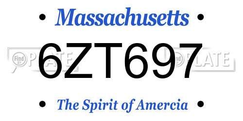 6ZT697 Massachusetts License Plate