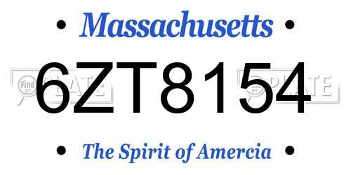 6ZT8154 Massachusetts License Plate
