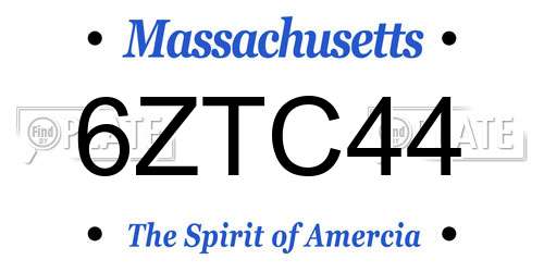 6ZTC44 Massachusetts License Plate