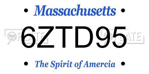 6ZTD95 Massachusetts License Plate