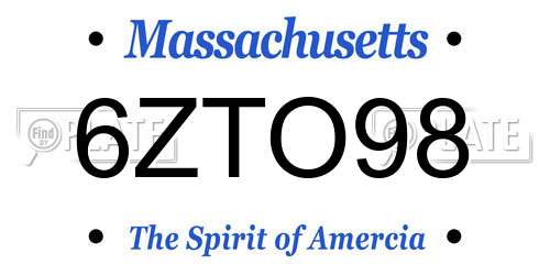 6ZTO98 Massachusetts License Plate