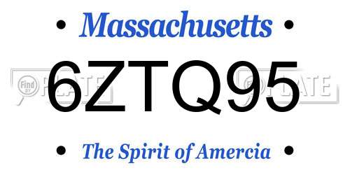 6ZTQ95 Massachusetts License Plate