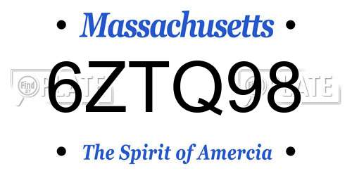 6ZTQ98 Massachusetts License Plate