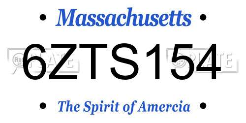 6ZTS154 Massachusetts License Plate