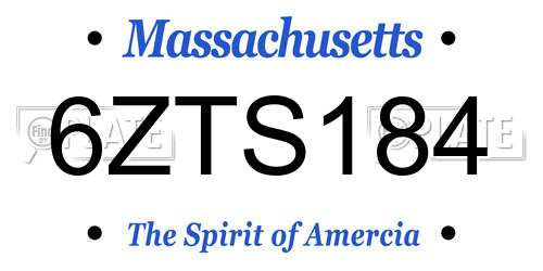 6ZTS184 Massachusetts License Plate
