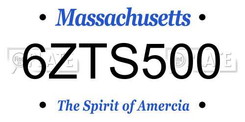 6ZTS500 Massachusetts License Plate