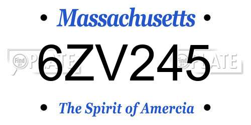 6ZV245 Massachusetts License Plate
