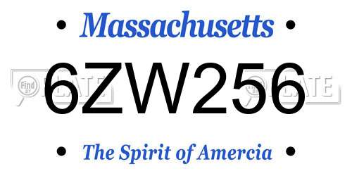 6ZW256 Massachusetts License Plate