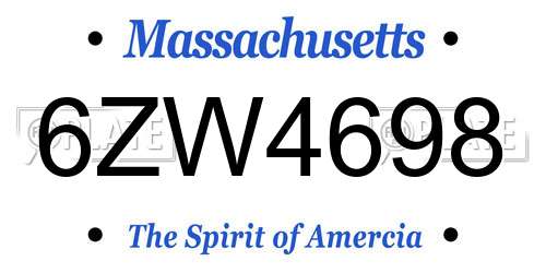 6ZW4698 Massachusetts License Plate