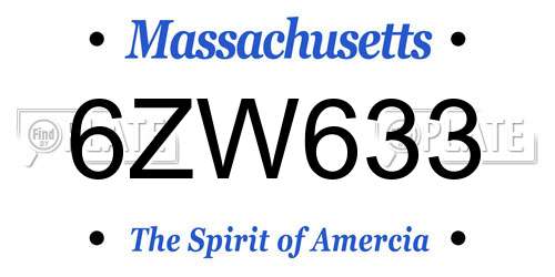 6ZW633 Massachusetts License Plate