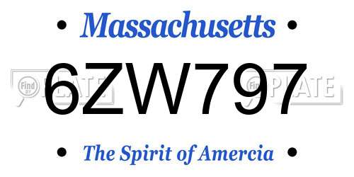 6ZW797 Massachusetts License Plate