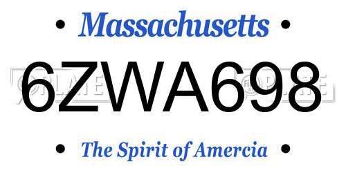 6ZWA698 Massachusetts License Plate