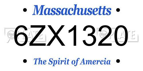 6ZX1320 Massachusetts License Plate