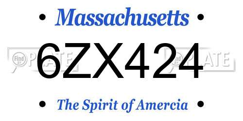 6ZX424 Massachusetts License Plate