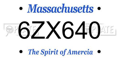 6ZX640 Massachusetts License Plate