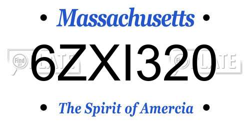 6ZXI320 Massachusetts License Plate