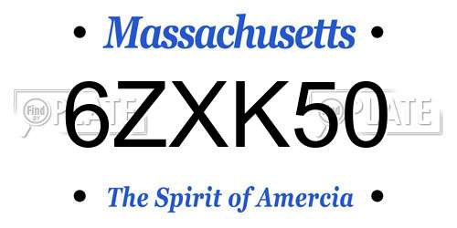 6ZXK50 Massachusetts License Plate