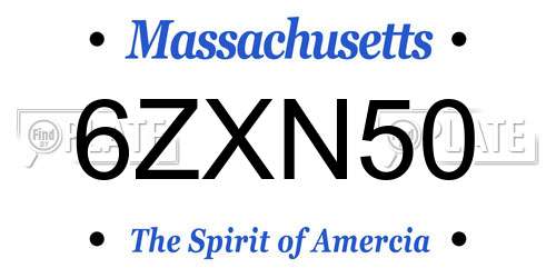6ZXN50 Massachusetts License Plate