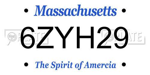 6ZYH29 Massachusetts License Plate