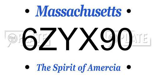 6ZYX90 Massachusetts License Plate