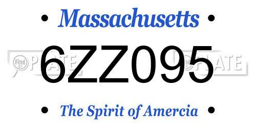 6ZZ095 Massachusetts License Plate