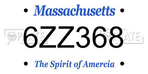 6ZZ368 Massachusetts License Plate