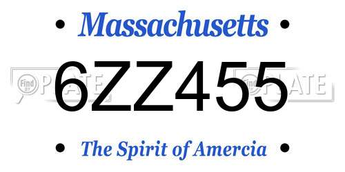 6ZZ455 Massachusetts License Plate