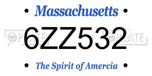 6ZZ532 Massachusetts License Plate