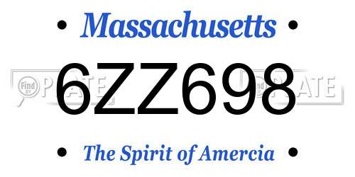 6ZZ698 Massachusetts License Plate