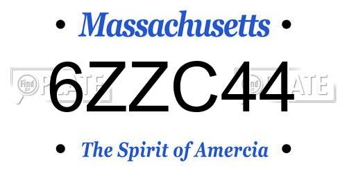 6ZZC44 Massachusetts License Plate