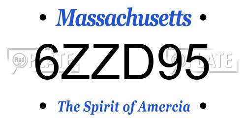 6ZZD95 Massachusetts License Plate