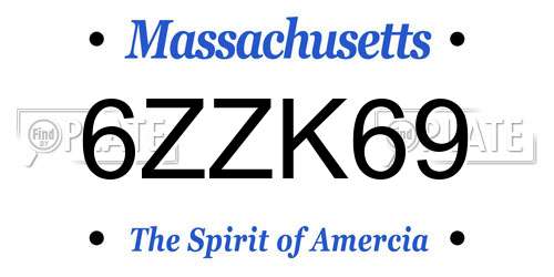 6ZZK69 Massachusetts License Plate