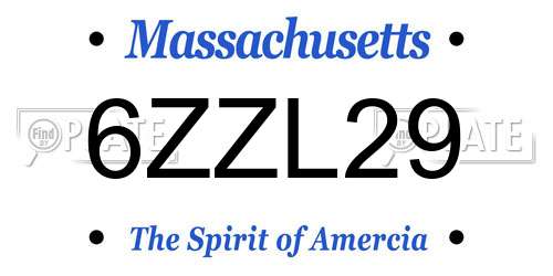 6ZZL29 Massachusetts License Plate